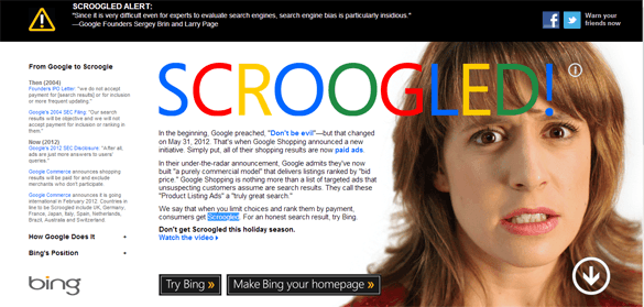 Bing Scroogled ad. Bing Scroogled ad.
