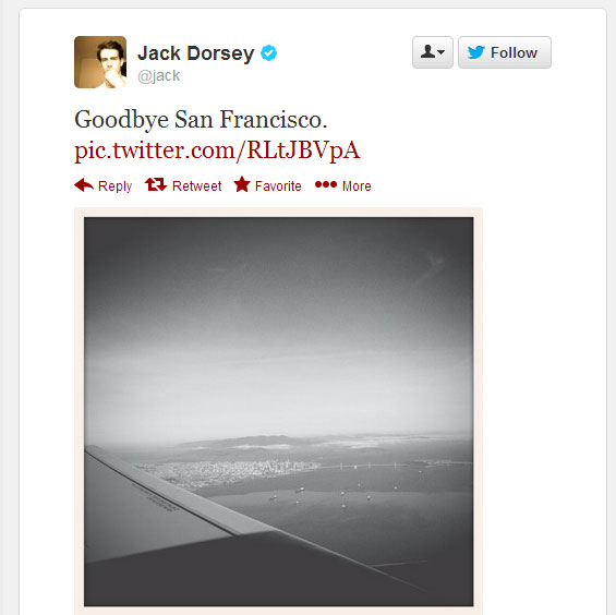 Jack Dorsey's Twitter image Jack Dorsey's Twitter image