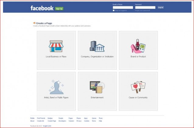 create a facebook page