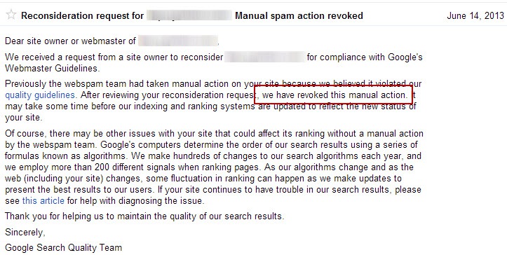 reconsideration request success