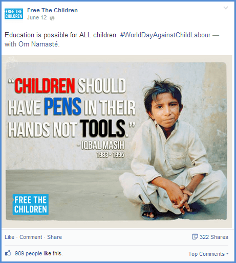 Image via: https://www.facebook.com/freethechildren