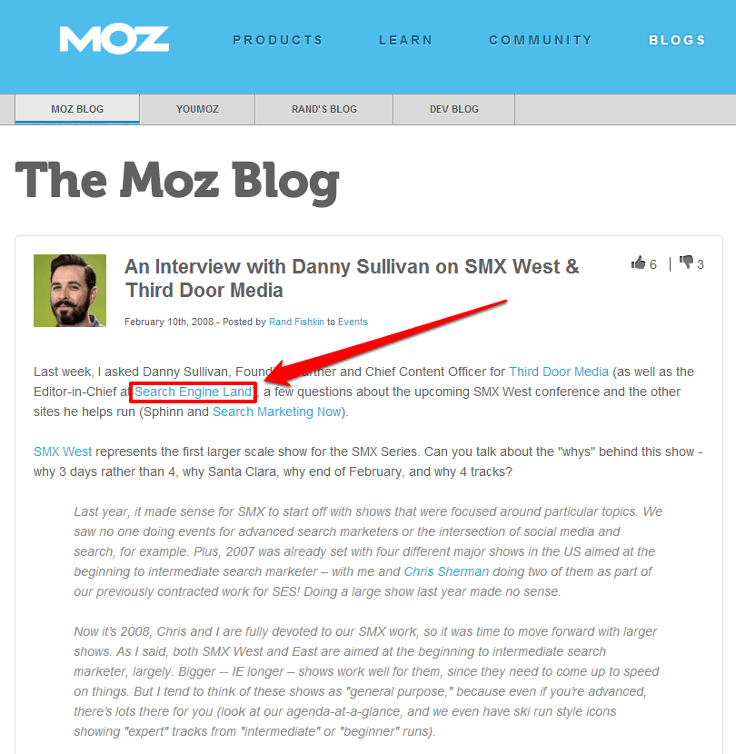 Building Links at Offline Events Danny Sullivan Moz Interview with Arrow