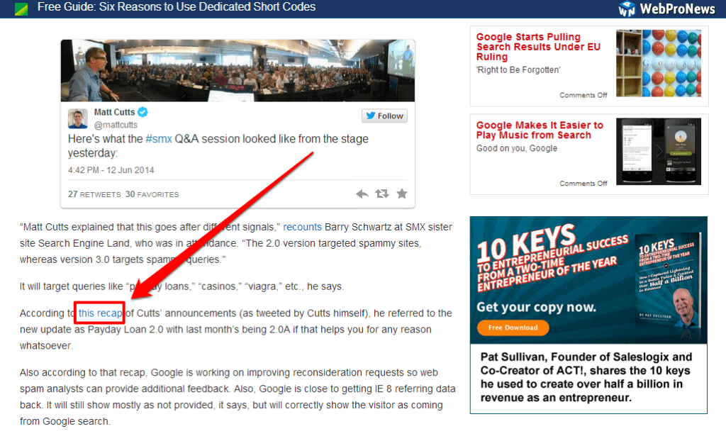 Building Links at Offline Events WebProNews Rati Mention Capture with Arrow