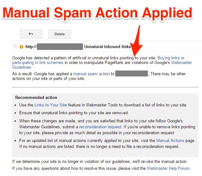 Manual Spam Action Applied Manual Spam Action Applied