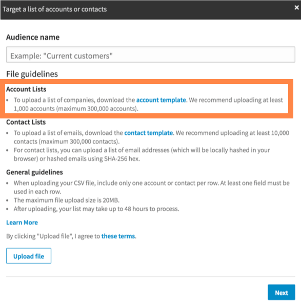 Adding Account Lists in LinkedIn Ads Adding Account Lists in LinkedIn Ads
