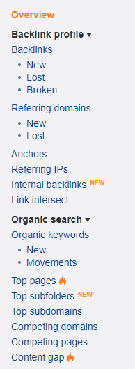 An example of Ahref’s new software features An example of Ahrefs' new software features