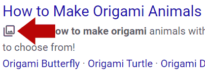 Screenshot of clickable icon that reveals an image when clicked