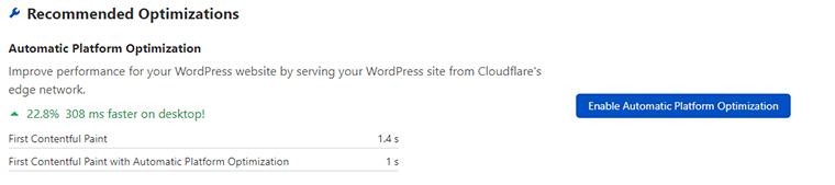 Enable Automatic Platform Optimization on Cloud Flare.