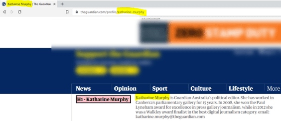 Good on-page SEO example for author pages.