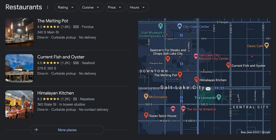 An example of how the search interface works on desktop.