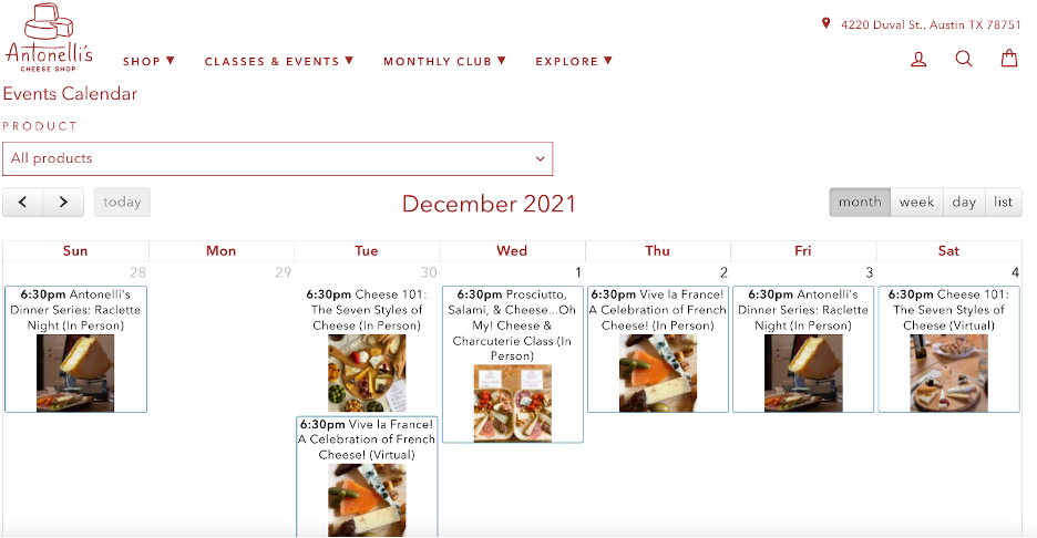 Antonelli’s Cheese Shop in Austin pairs its local cheese store with classes and events.