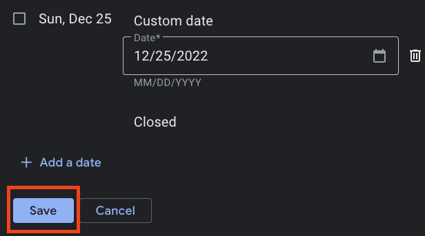 Click Save once you've entered the required information.