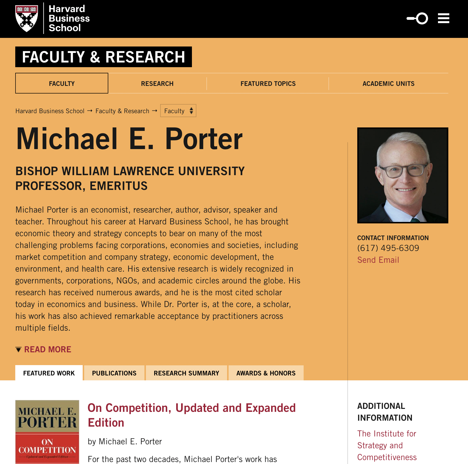 michael porter expert and influencer at harvard