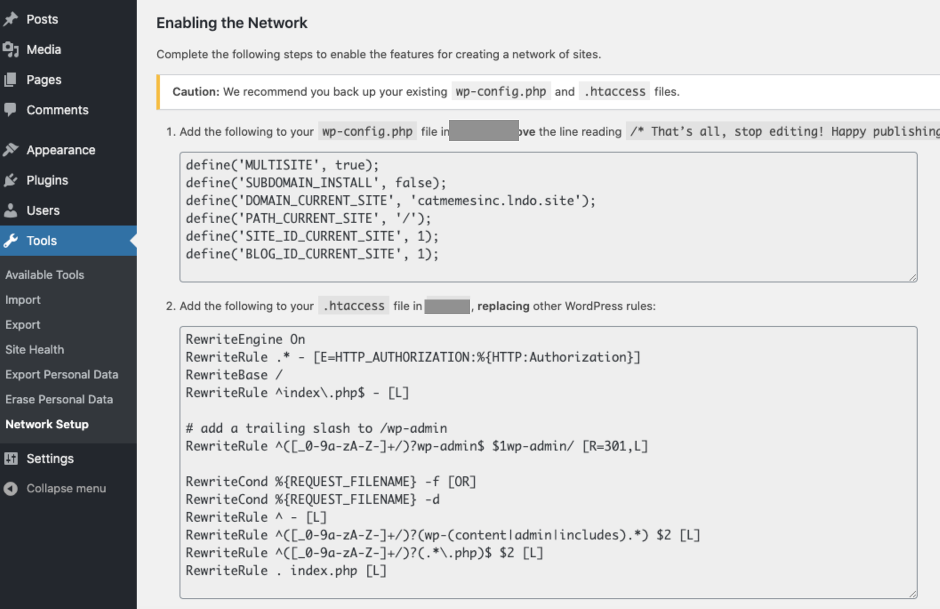wp multisite enable-network